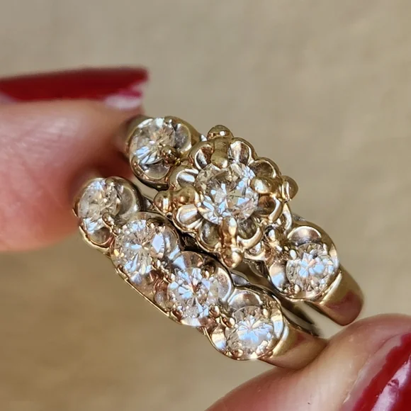 Vintage 14K Diamond Wedding Set - Picture 6 of 16